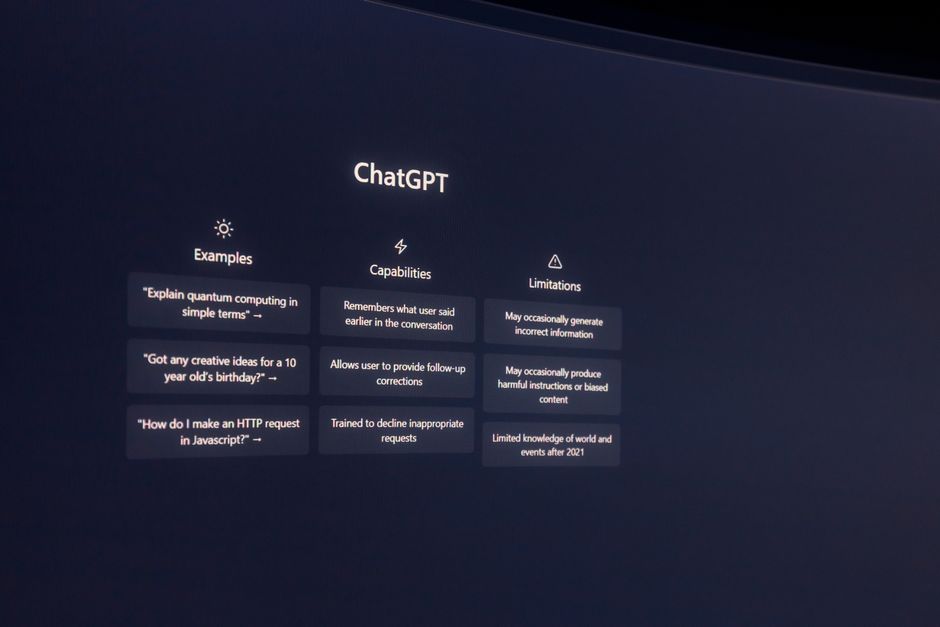 ChatGPT의 예시, 기능, 한계를 정리한 텍스트 포스터 스타일 이미지